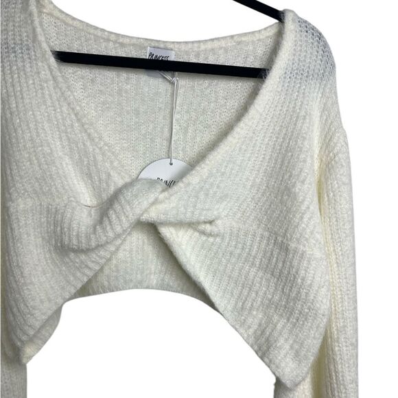 Princess Polly The Henrik Cropped Sweater White Size 4 - Picture 1 of 4